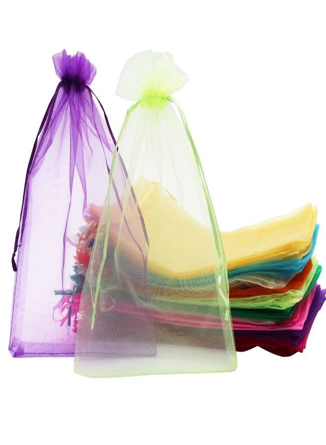 SumDirect 100Pcs 8x12 Inches Organza Gift Party Favor Bags with Drawstring (Assorted Colors) - Image 1